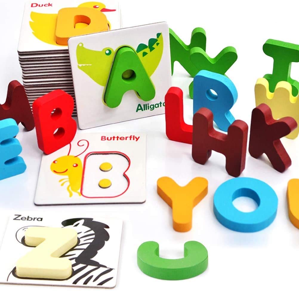 Amazon.com: Vankcp 26 Pcs Wooden Letters Card Numbers Alphabets